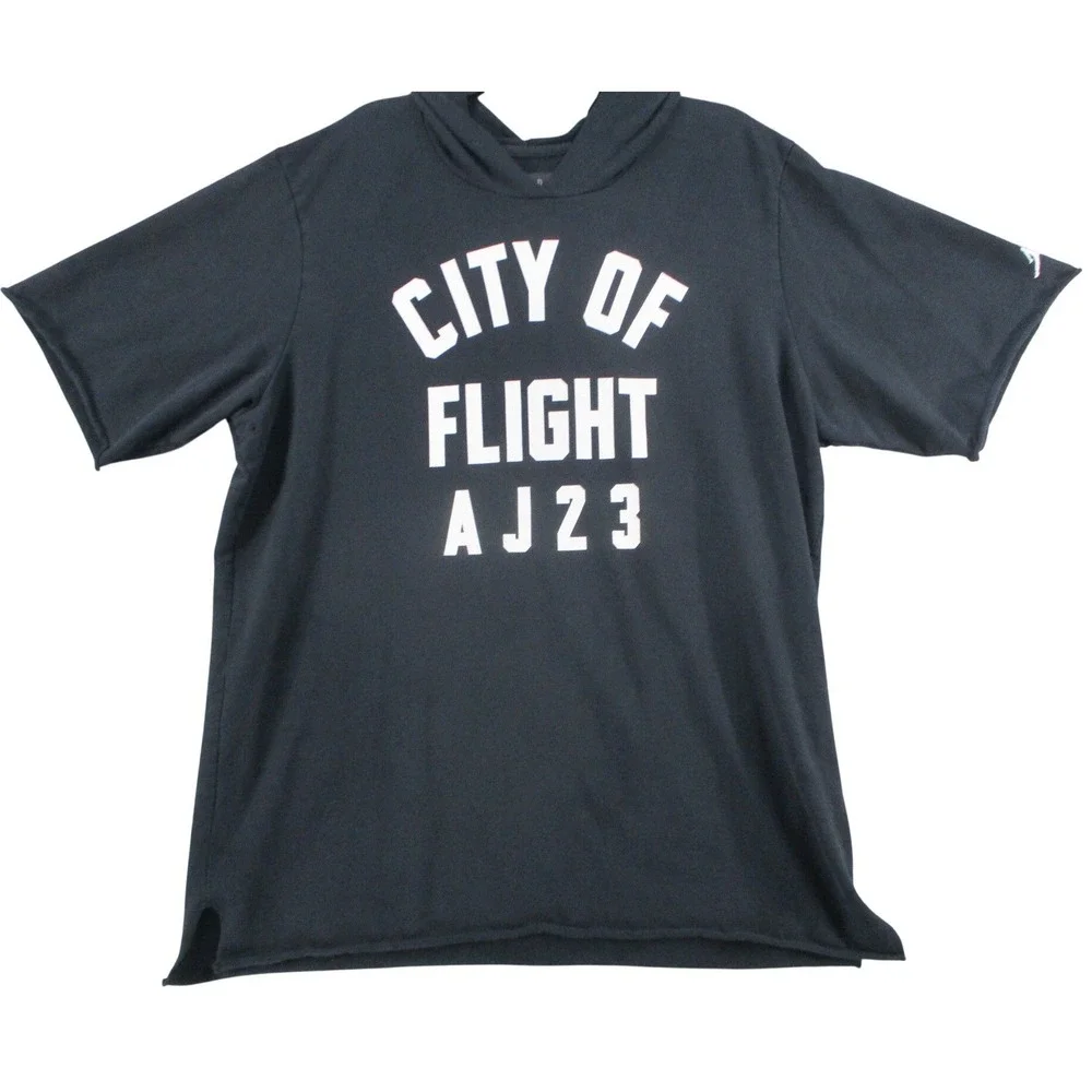 Jordan City of Flight AJ23 Short Sleeve Hoodie Black Mens XXL
